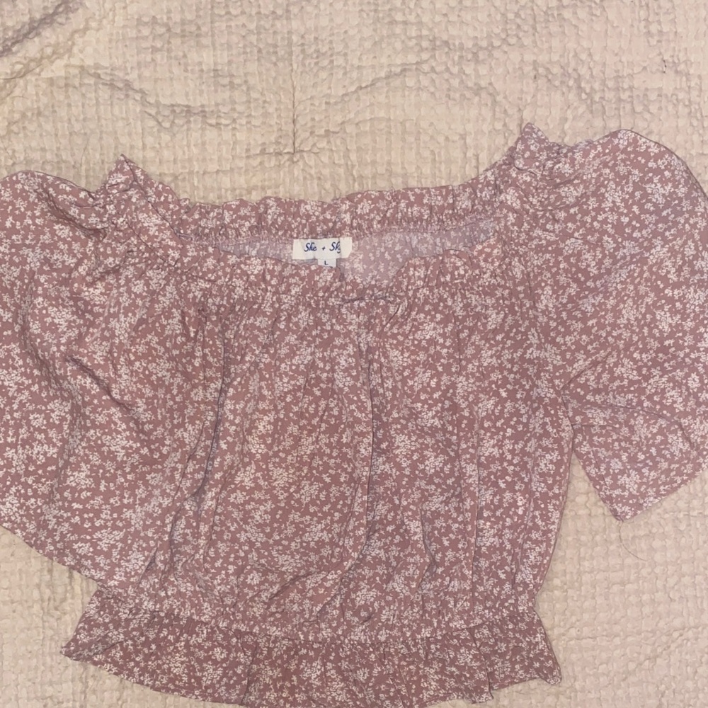 She + Sky Pink Floral Blouse